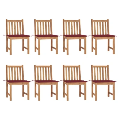 Afbeelding van Tuinstoelen 8 st met kussens massief teakhout