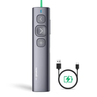 Afbeelding van NORWII N95 Oplaadbare presentatieclicker voor Powerpoint clicker met zachte en grote knop, draadloze presentator, oplaadbaar, computer 2,4 GHz