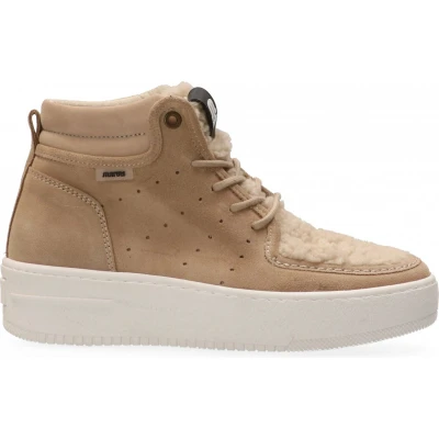 Afbeelding van Maruti Sneakers hoog, Dames, Maat: 38, Beige teddy Veloursleer