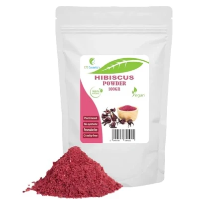 Image de Poudre d&#039;Hibiscus pour cheveux et peau 100 gr utilisation dans les formulations de soins la des 100% Naturelle