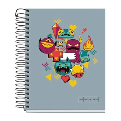 Afbeelding van Miquelrius Level Up Notitieboek A6, 140 vellen à 70 g/m², 7 mm horizontaal gelinieerd, 4 gekleurde strepen, zonder boren, hardcover, collectie