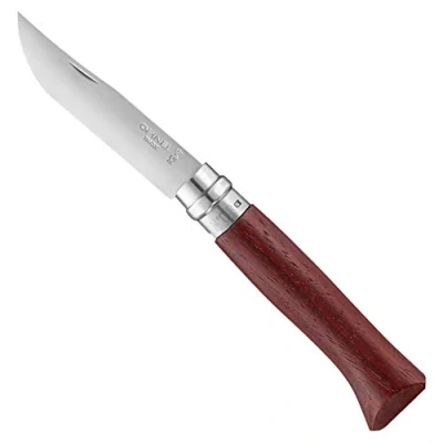Image de Coffret bois couteau pliant N08 Bubinga et lame Inox Opinel 226086 Acier inoxydable poli