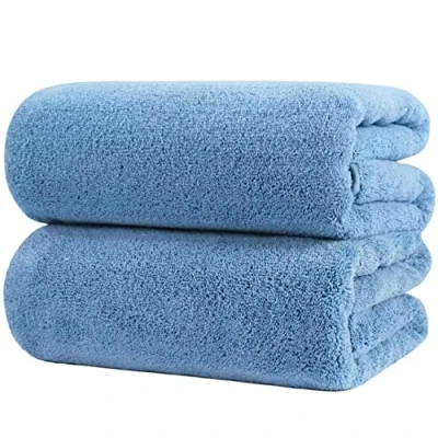 Afbeelding van Polyte 2 badlakens van premium microvezel sneldrogend / pluist niet blauw 88,9 x 177,8 cm