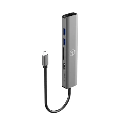 Image de Hub adaptateur USB C 7 en 1 Mobility Lab Ethernet HDMI Lecteur carte 2 A 3.0 100 W Gris