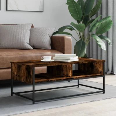 Afbeelding van Salontafel 100x51x40 cm bewerkt hout gerookt eikenkleurig
