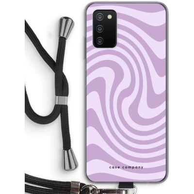 Afbeelding van Case Company® hoesje met Koord geschikt voor Samsung Galaxy A03S Swirl Paars Telefoonhoesje Zwart Bescherming aan alle Kanten en Over de Schermrand