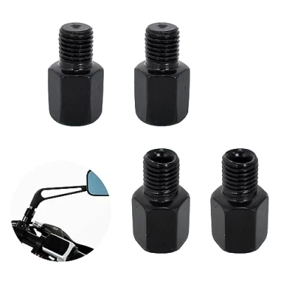 Afbeelding van 4 stuks M10 motorfiets achteruitkijkspiegeladapters, motorspiegeladapter, scooter, achteruitkijkspiegelschroeven, rechts/links schroefdraad