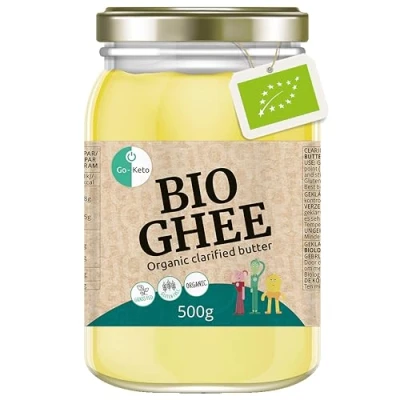 Afbeelding van Go keto Bio Ghee, 500 g, 100% geklaarde boter, biologisch gecertificeerd, Ayurveda, perfect voor dieet, ideaal bakken en braden, lactosevrij, glutenvrij