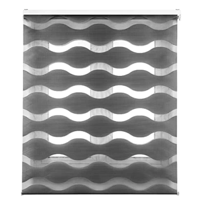 Afbeelding van Blindecor Mediterraneo Rolgordijn dag/nacht, antracietgrijs, gegolfd rolgordijn, 80 x 180 cm (b h), stofmaat 77 175 cm, elegante dag en nachtrolgordijnen