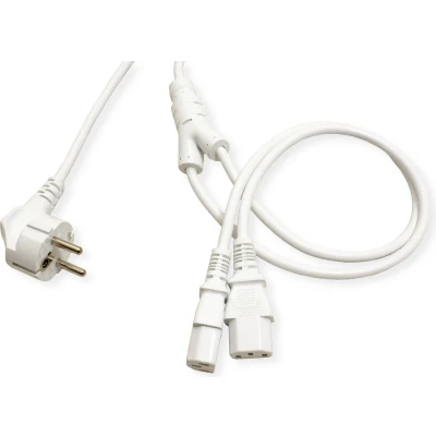 Afbeelding van C13 kabel Roline 2 meter (2 x C13, Haaks, Wit)