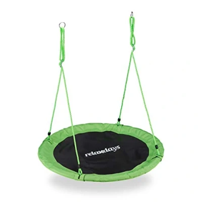 Afbeelding van Relaxdays Nestschommel vogelnestschommel buiten schommel 110 cm kinderschommel groen