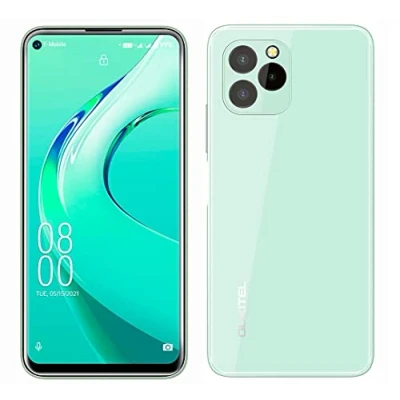 Afbeelding van OUKITEL C21 Pro, Android 11 mobiele telefoon, volledig glazen design, 4 GB + 64 GB, externe SD 256 drievoudige camera 21 MP, smartphone, ontgrendeld, HD display 6,39 inch, Face ID, vingerafdruk, GPS, WLAN, groen