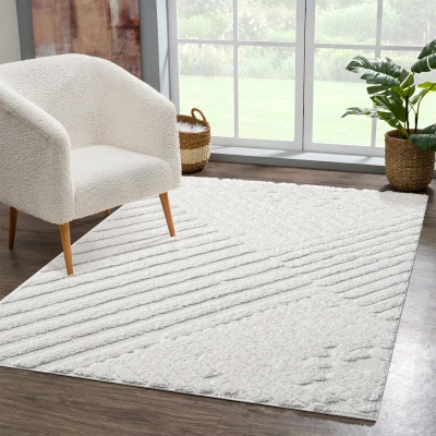 Afbeelding van Vloerkleed Focus Feel Hoogpolig Fluffy Scandinavisch Creme 120x170 CM