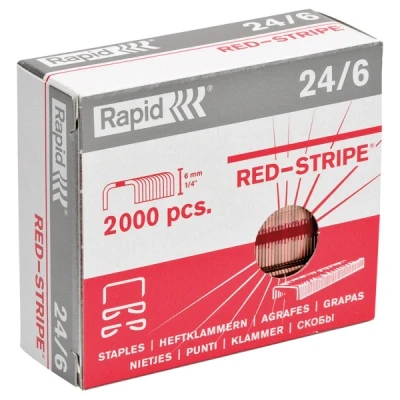 Image de Rapid 24/6 agrafes strong bandes rouges (2000 pièces)