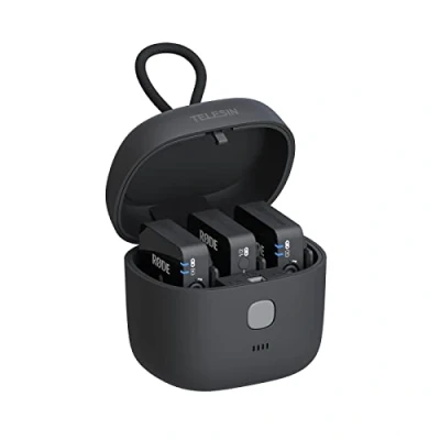 Afbeelding van Telesin Allin oplaadbox voor RØDE Wireless GO &amp; II Met ingebouwde 4.000 mAh powerbank Donkergrijs