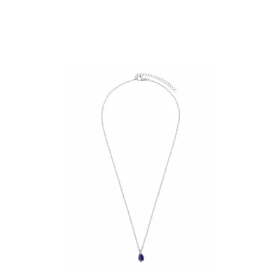 Afbeelding van Lucardi Dames Stalen Ketting met saffier Staal Zilverkleurig 45 cm