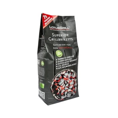 Afbeelding van LotusGrill Superior Beukenhoutskoolbriketten, 3 kg, CO2 neutraal, snelle ontsteking, lange brandduur, van beukenhoutskool (tot uur barbecueplezier)