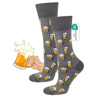 Afbeelding van soxo Bier Sokken Heren Fantasie Sok Cadeau Humor Grappige 40 45, grijs.