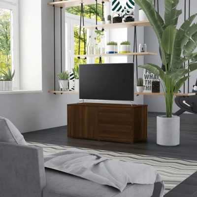 Afbeelding van Tv meubel 80x34x36 cm bewerkt hout bruin eikenkleur