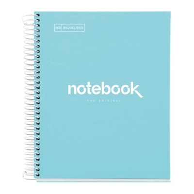 Afbeelding van Miquelrius Notitieboek A5 Emotions, 120 vellen 90 g/m², 5 x mm, gekleurde strepen, microgeperforeerde spiraalbinding, hardcover, 2 gaten, kleur hemelsblauw
