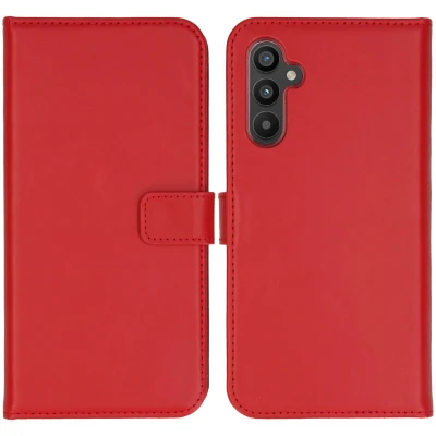 Afbeelding van Selencia Hoesje Geschikt voor Samsung Galaxy A34 (5G) Met Pasjeshouder Echt Lederen Bookcase Rood