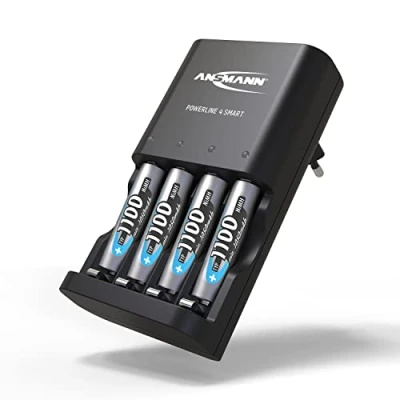 Afbeelding van ANSMANN oplader voor Powerline 4 Smart batterijen (1 stuk) + HR03 1100 mAh automatische 1 tot HR6/HR03 laadstation met reparatiemodus en detectie van defecte