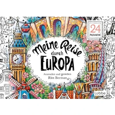 Afbeelding van Meine Reise durch Europa Coloring Postcards