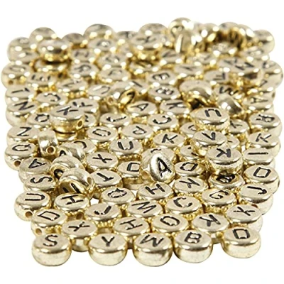 Afbeelding van Letterkralen, d: 7 mm, gatgrootte 1,2 165 gr, goud