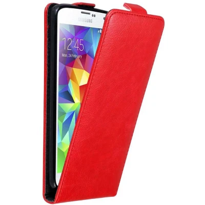 Afbeelding van Cadorabo Hoesje geschikt voor Samsung Galaxy S5 MINI / DUOS in APPEL ROOD Beschermhoes flip design Case Cover met magnetische sluiting