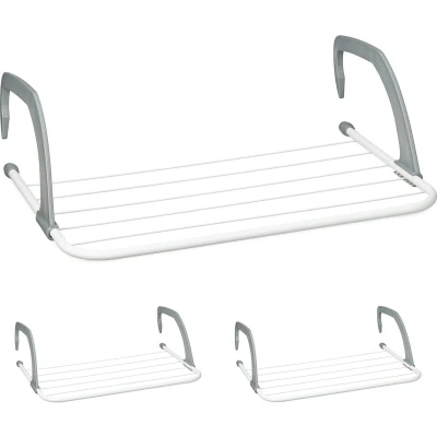 Afbeelding van Relaxdays droogrek hangend set van 3 wasrekje verwarming smal wasdroogrek balkon