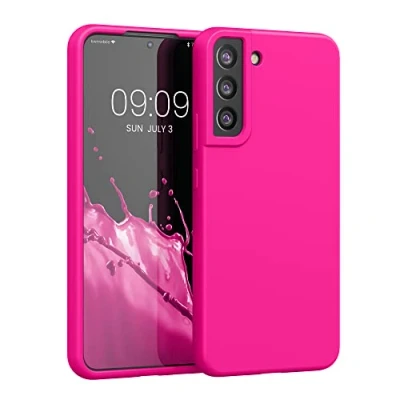 Afbeelding van kwmobile telefoonhoesje geschikt voor Samsung Galaxy S22 Plus Hoesje met siliconen coating Smartphone case in neon roze