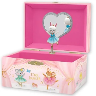 Afbeelding van Giggle &amp; Honey Sieradendoos met muziek voor meisjes, ballerina muziekdoos kinderen spiegel, cadeau sieradenkistje, 15,2 x 11,8 8,9 cm, 3 10 jaar