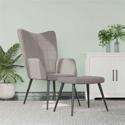 Afbeelding van vidaXL Relaxstoel met voetenbank stof taupe