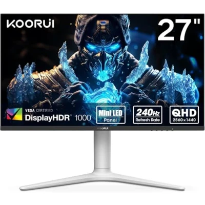 Afbeelding van KOORUI Gaming Monitor 27&quot; 240Hz, VA Mini LED, 1ms, QHD Display Adaptive Sync, 2x HDMI 2.0 &amp; DisplayPort 1.4, HDR 1000, DCI P3 95%, VESA 75 x mm, Eye Care, in hoogte verstelbaar