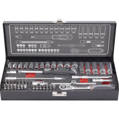 Afbeelding van TOOLCRAFT 826386 Dopsleutelset Metrisch 1/4 (6.3 mm) 45 delig