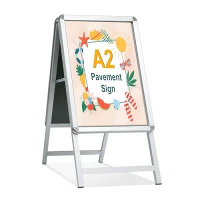 Afbeelding van STANDNEE Frame voor stoepranden, dubbelzijdig display, houder reclameposter (zilver A2)
