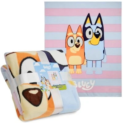 Afbeelding van Bluey Fleecedeken voor kinderen, zachte fleecedeken, 150 x 130 cm, warme deken kinderen