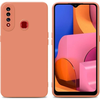 Afbeelding van Cadorabo Hoesje geschikt voor Samsung Galaxy A20s in Fluid LICHT ORANJE Beschermhoes gemaakt van flexibel TPU silicone Cover Case