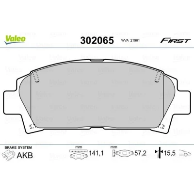 Afbeelding van VALEO 302065 Remblokkenset FIRST Vooras Excl. slijtage waarschuwingscontact Zonder anti kreukplaat TOYOTA: MR2 II Coupe, Carina E Hatchback