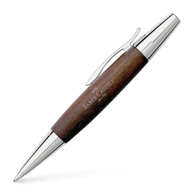 Afbeelding van Faber Castell balpen E motion chroom/donkerbruin perenhout FC 148381