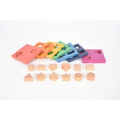 Afbeelding van TickiT RAINBOW WOODEN SHAPE STACKER