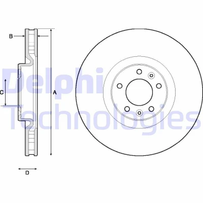Afbeelding van DELPHI BG4716C Remschijf 330 30 5 Geventileerd Gecoat Semi finished Zonder wiellager, ABS sensorring PEUGEOT: 308 SW 2, II Hatchback