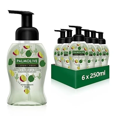 Image de Palmolive Lot de 6 savons Luxury Foam citron vert et fruit la passion x 250 ml Savon mousse pour un nettoyage en douceur des mains