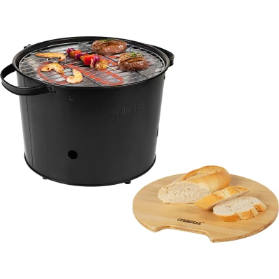 Afbeelding van Princess 112240 Hybride Bucket Barbecue + Bamboe Serveerplank Zwart