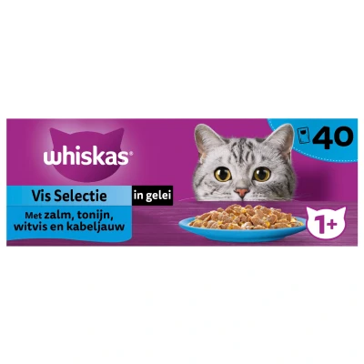 Afbeelding van Whiskas Multipack Pouch Adult Vis Selectie In Gelei 40X85 GR