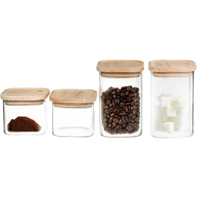 Afbeelding van Set van 4 Potjes Secret de Gourmet Keuken Stapelbaar Glas