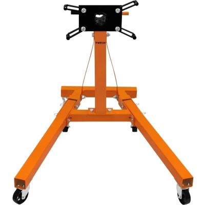 Afbeelding van T Mech Professionele Opvouwbare Motorsteun 900kg Robuuste Draaibare Transmissie 360 Graden Rotatie 4 Verstelbare Montage Armen Werkhoogte 810mm Oranje Gepoedercoate Afwerking