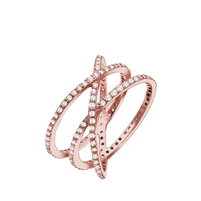 Afbeelding van Elli Twisted Sparkling Ring rosegoldcoloured, Dames, Maat: 52, Rosegold/coloured