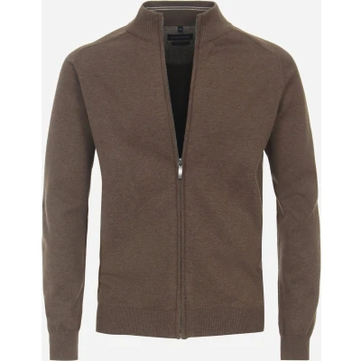 Afbeelding van Casa Moda Vest Zip Petrol Bruin maat XXL Heren met Regular fit Pasvorm Katoen Suitable Herenkleding
