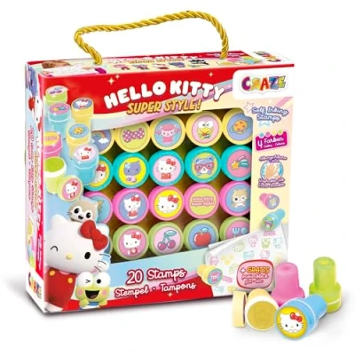 Afbeelding van CRAZE Kinderstempels Hello Kitty cadeau 20 wasbare stempels voor kinderen inktstempel speelgoed verschillende modellen 4 kleuren creatieve spelletjes